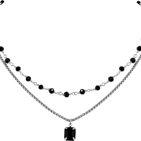 Jewelry - Gothic Boho Crystal Necklace Layered Black Choker Jewelry Gift for Women
